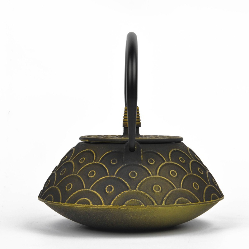 Cast Iron Teapot Wave Pattern Tea Kettle