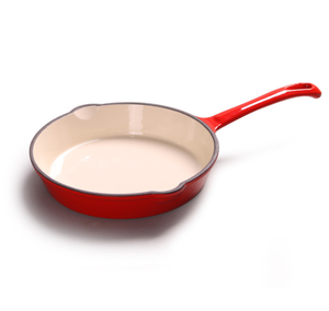 Enamel Cast Iron Frying Pan in Red Color