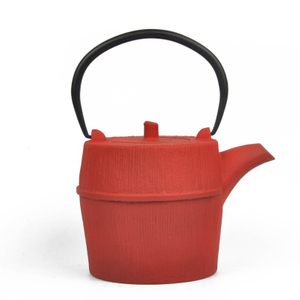 japanese red color column cast iron tea pot teapot kettle