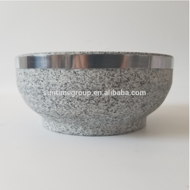 Bibimbap stone bowl with metal ring