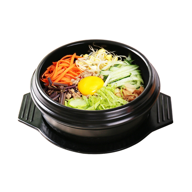 Black Stone Bowl for Bibimbap with Trivet