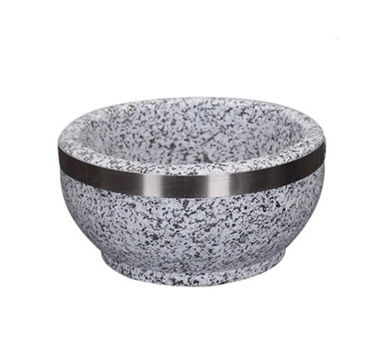 Bibimbap stone bowl with metal ring