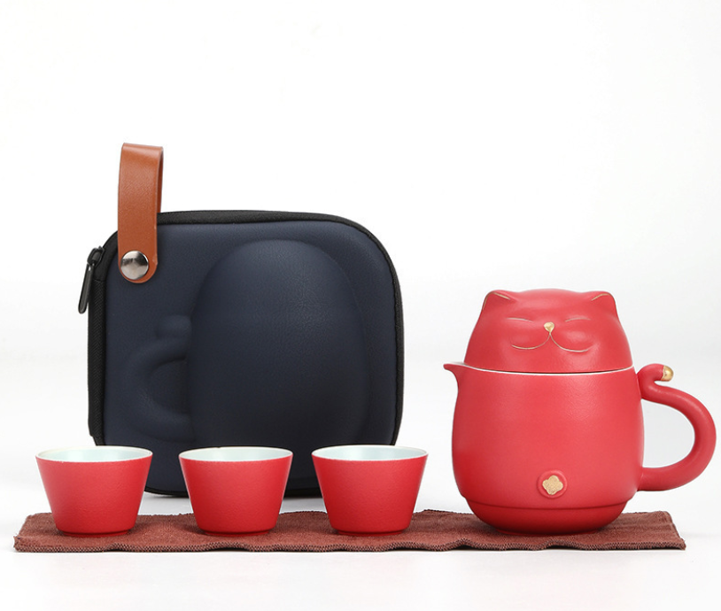 red tea set