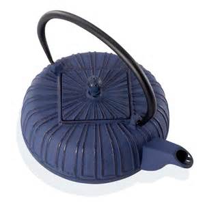 Blue Japanese Tea Pot Water Kettle with Warmer Stand 