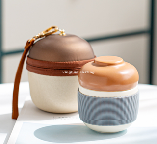Travel Ceramic Tea Set Cute Pine Cone Portable Kungfu Tea Set for Travel Office Home