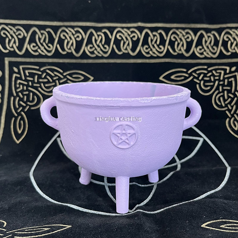 Purple Cast Iron Cauldron Smudge Pot Pentacle Cauldron