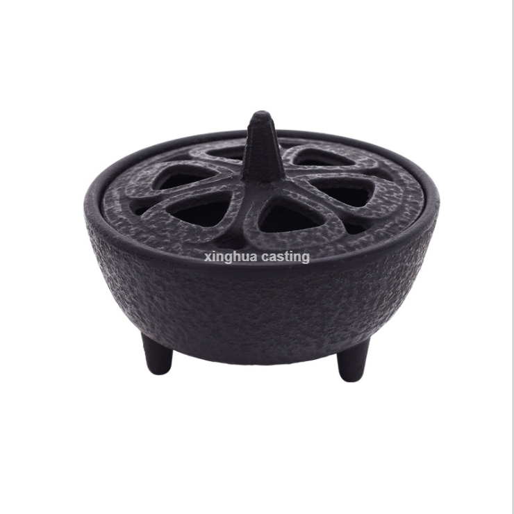 Black Cast Iron Lotus Shaped Diffuser Cone Frame Incense Burner Holder Bowl