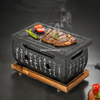 Lava Hot Cooking Stone with Stove Set Japanese Steak Hot Stones Indoor Grill Sizzling Hot Steak Stone Cooking Rock Set