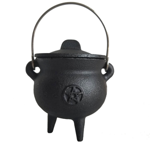 Small Witches Cauldron Cast Iron Pot In Black