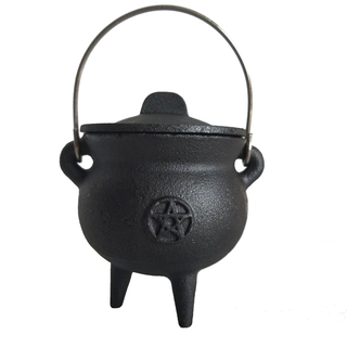 Small Witches Cauldron Cast Iron Pot In Black