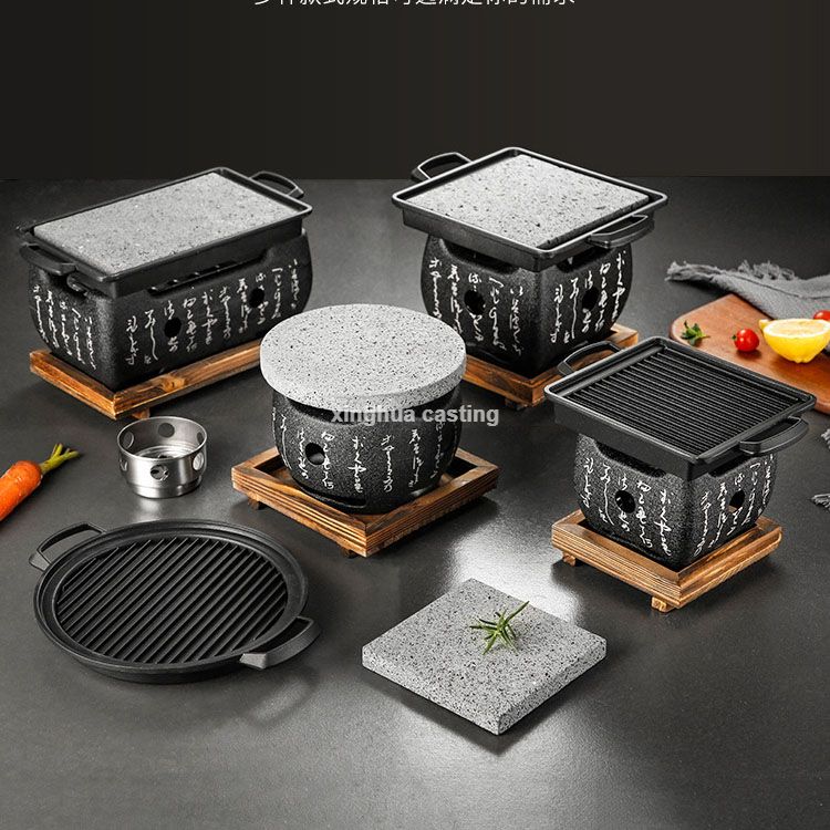 Lava Hot Cooking Stone with Stove Set Japanese Steak Hot Stones Indoor Grill Sizzling Hot Steak Stone Cooking Rock Set